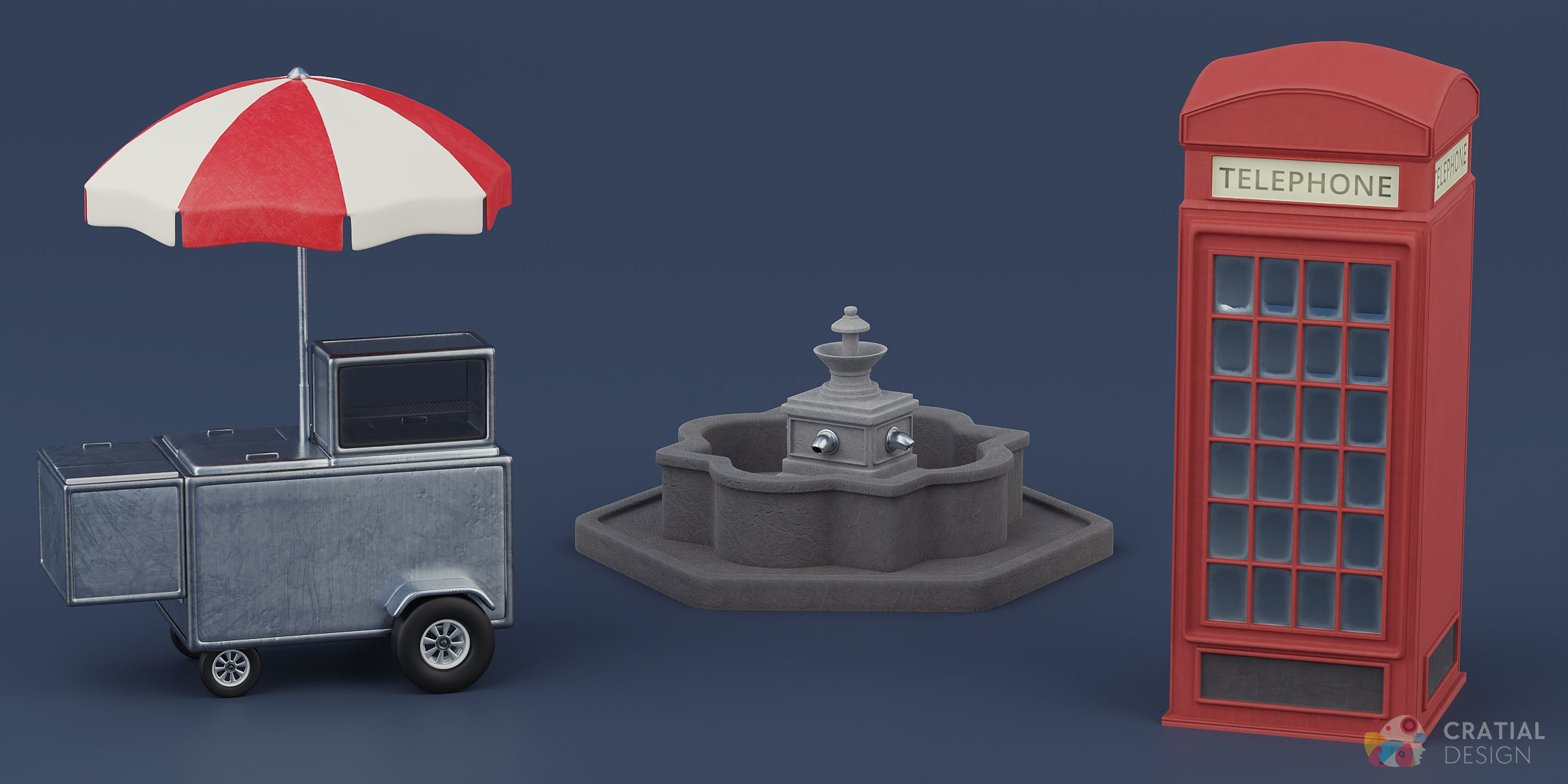 Stylized City Accessories Kit 3D model CGTrader