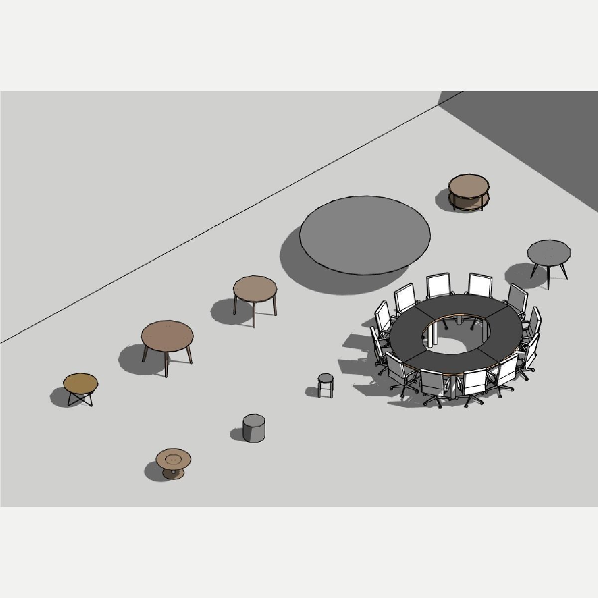 Round Tables Pack of revit families 3D model CGTrader