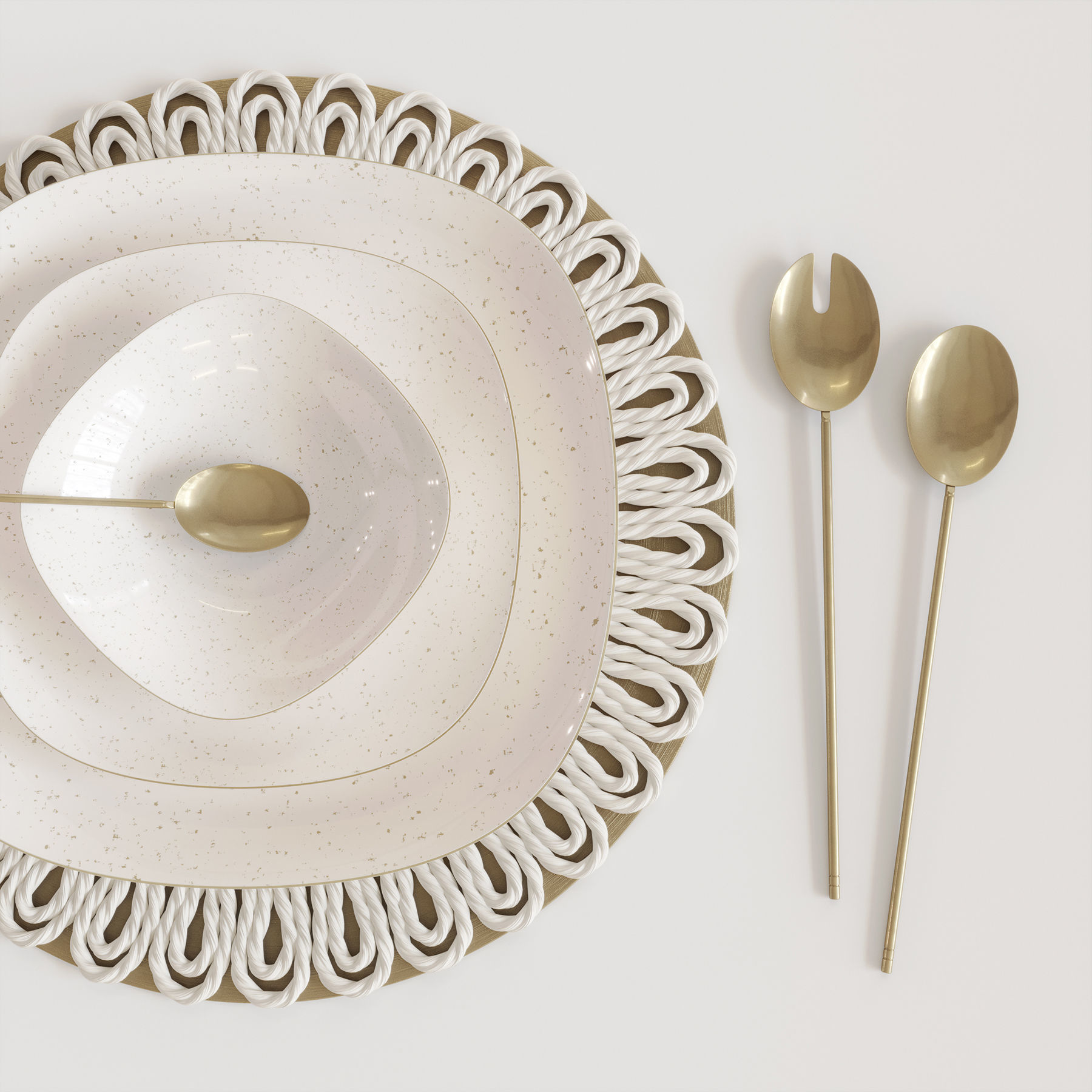 Placemat three plates stacked 3D model CGTrader