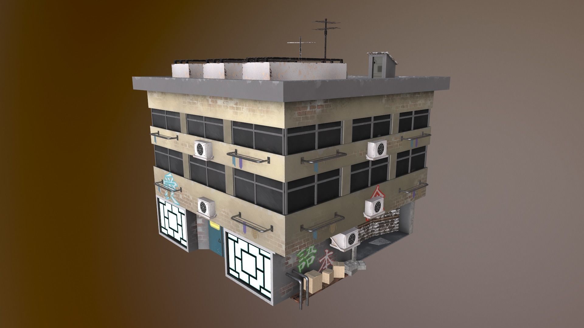 3D model Cyberpunk Building 54 VR / AR / low-poly | CGTrader