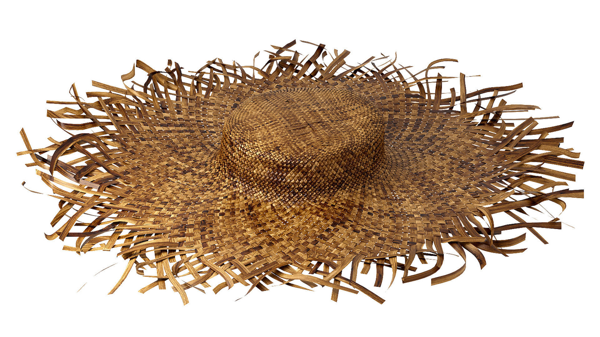 balinese straw wicker hat bamboo woven wall decoration boho 3D model ...