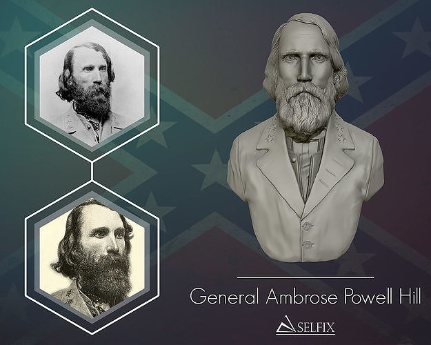 General Ambrose Powell Hill bust sculpture 3D model 3D printable CGTrader