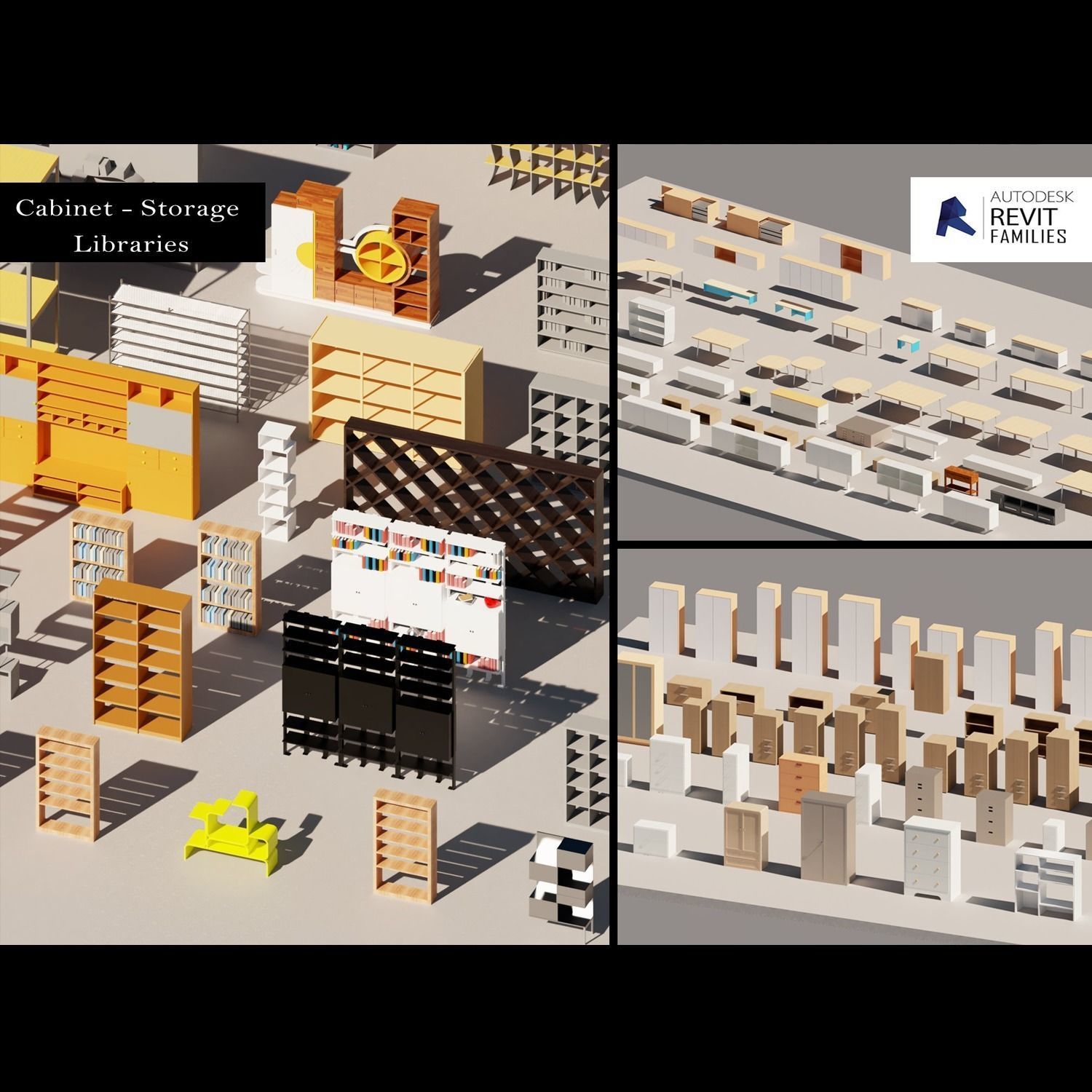 3D model Parametric Revit Families Collection storage VR