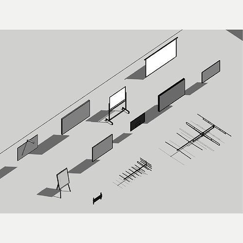 Whiteboards and TVs Pack of revit families 3D model CGTrader