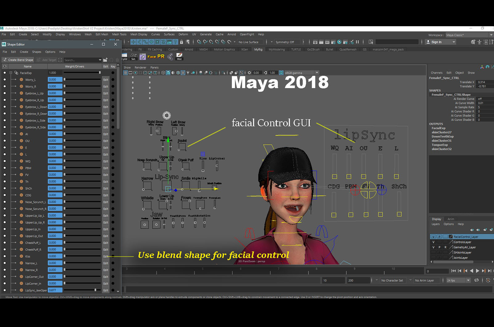 3D model Kristen Cartoon Girl Rig V2 VR / AR / low-poly | CGTrader