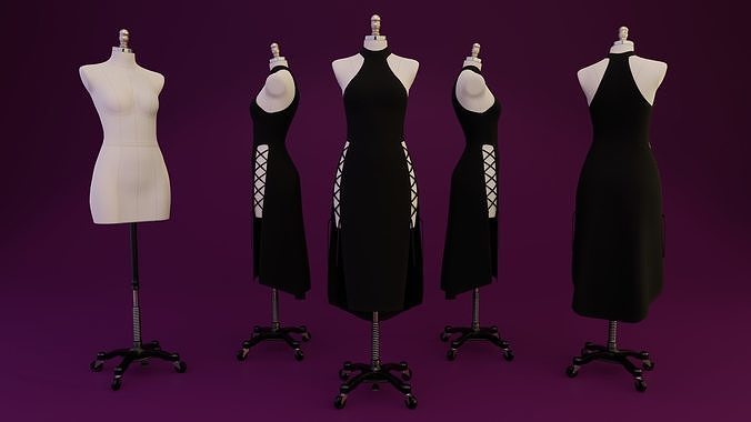 Evening Dress on Dress Form 3D model | CGTrader