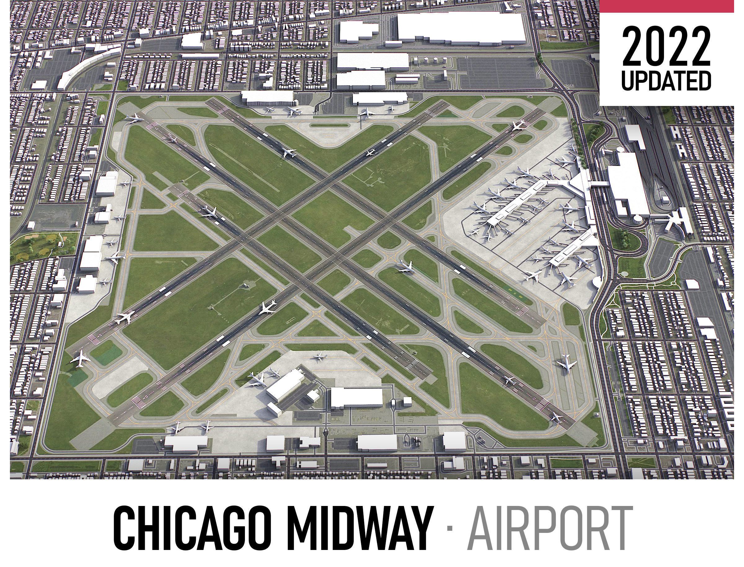 3D model Chicago Midway Airport VR / AR / lowpoly CGTrader