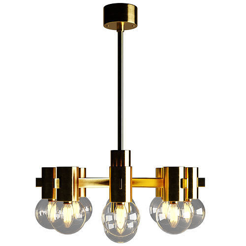 1stDIBS Brass and Glass Light Fixtures in the Style of Jakobsson 3D