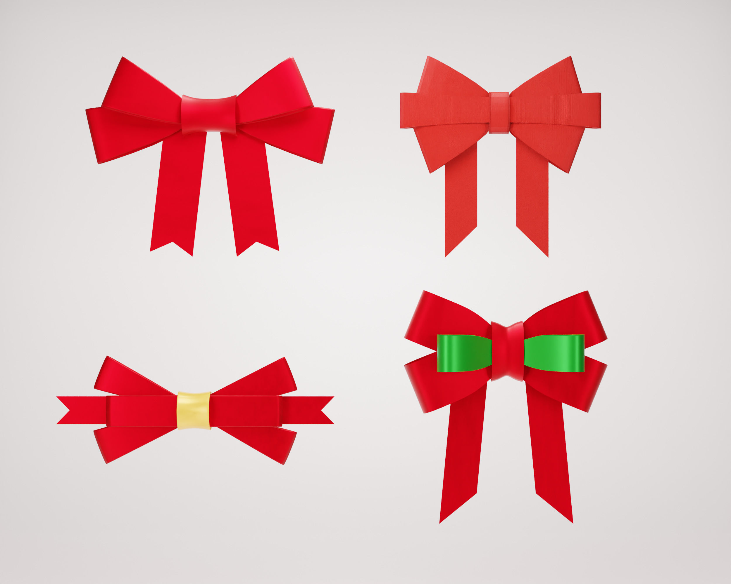 Ribbon bow set 3D model CGTrader