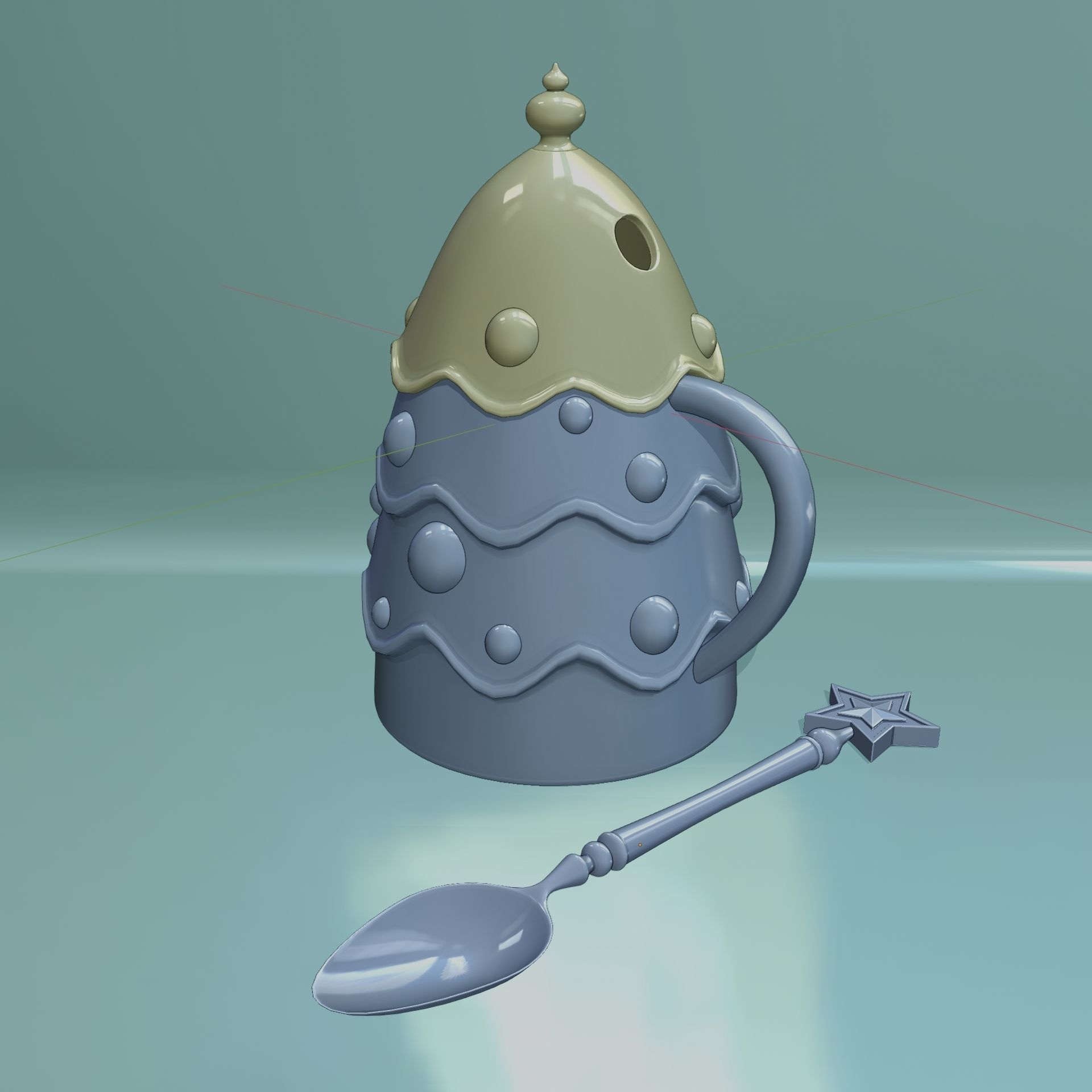 Tea cup with lid and spoon 3D model CGTrader