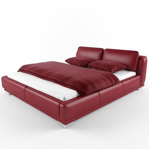 3D model Red Leather Bed VR / AR / lowpoly CGTrader