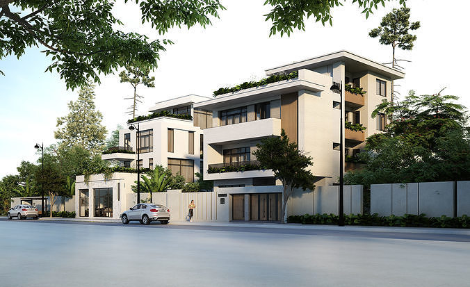 Modern Village Exterior 3d Scene - V-ray rendering 3D model | CGTrader