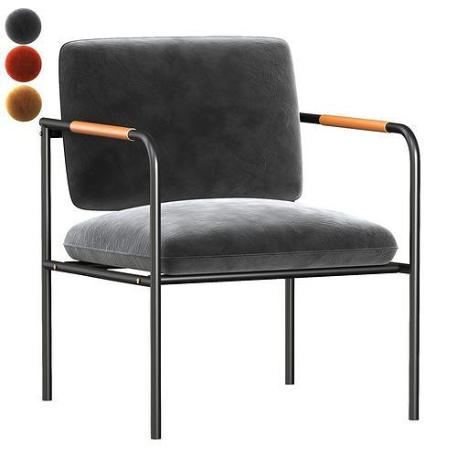 3D model Sauder Boulevard Cafe Metal Lounge Chair Charcoal Gray Finish VR / AR / low-poly | CGTrader