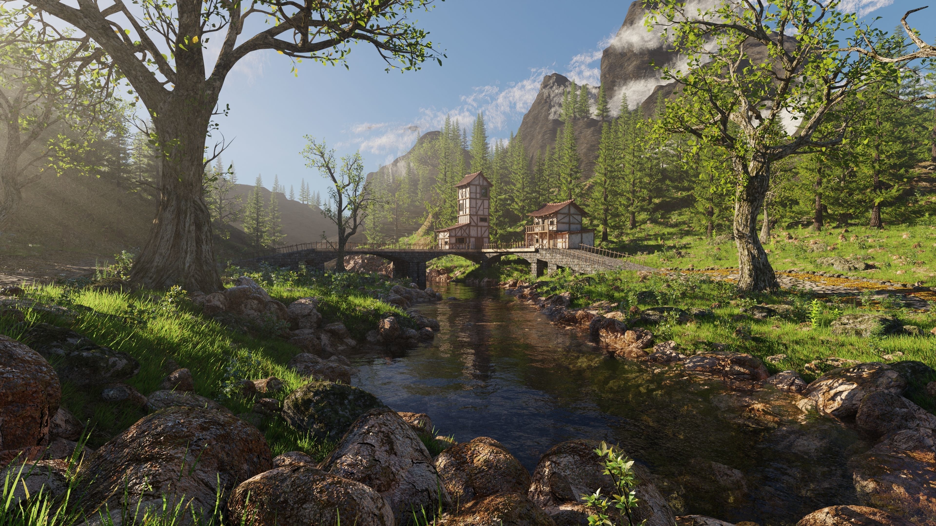Medieval Bridge Scene 3D model | CGTrader