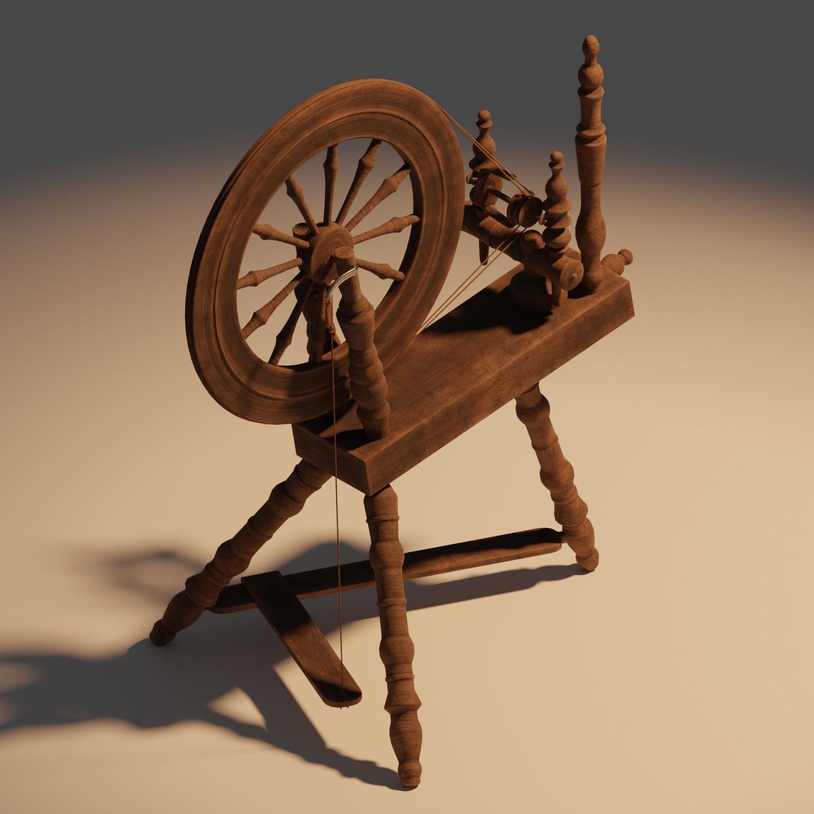 Spinning Wheel Animated 3D model animated rigged CGTrader