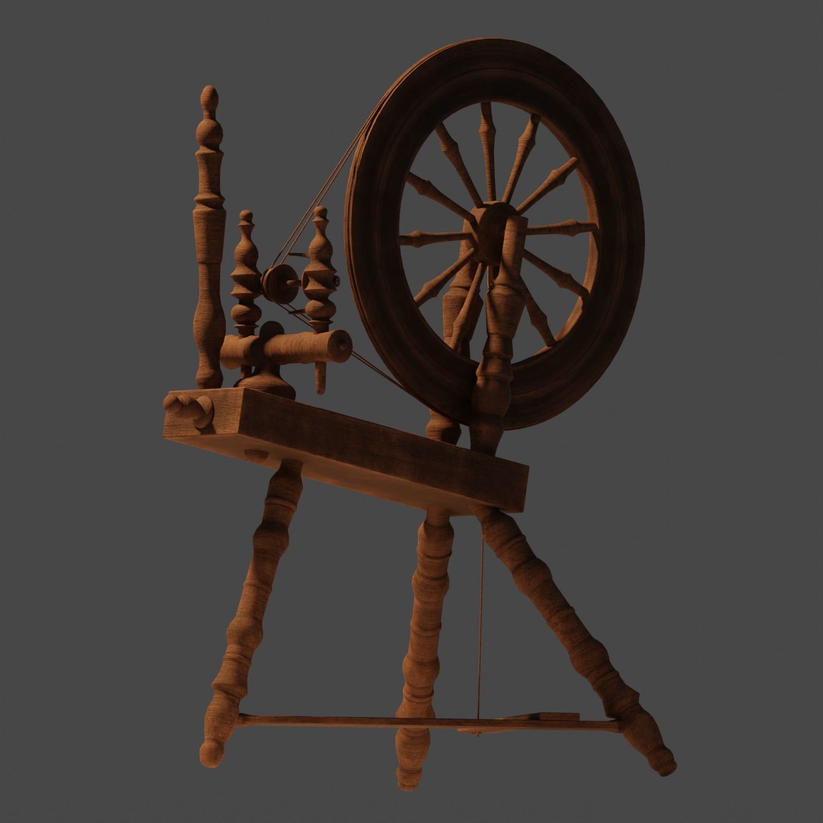 Spinning Wheel Animated 3D model animated rigged CGTrader