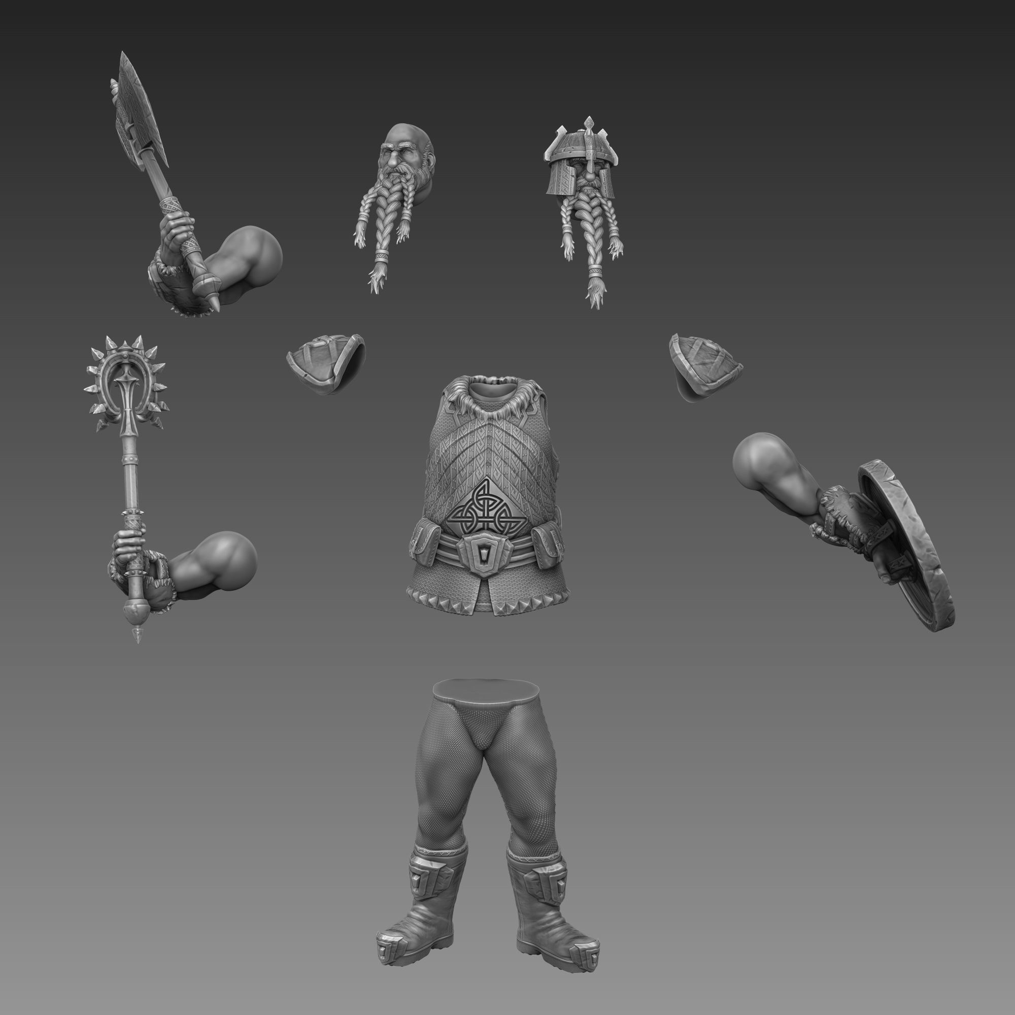 Dwarf Warrior 3D Print Ready 3D model 3D printable | CGTrader