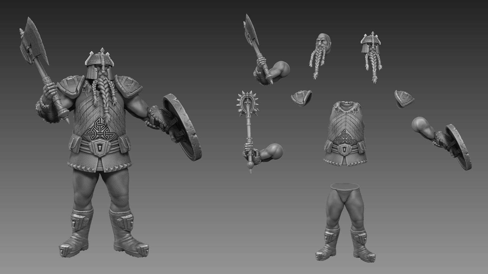 Dwarf Warrior 3D Print Ready 3D model 3D printable | CGTrader