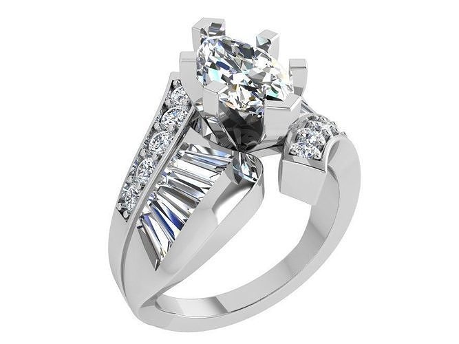 Chain style diamond ring 3478 3D print model 3D model 3D printable ...