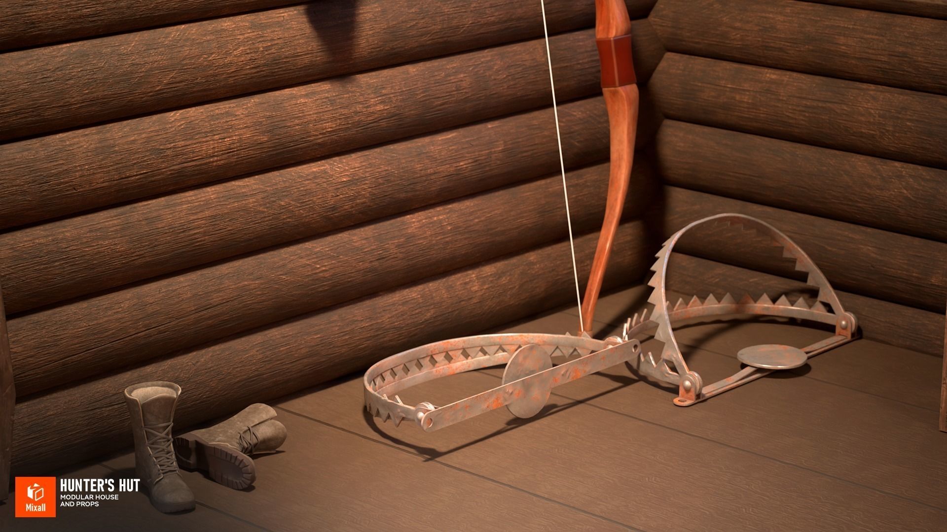 Hunters hut modular house and props 3D model CGTrader