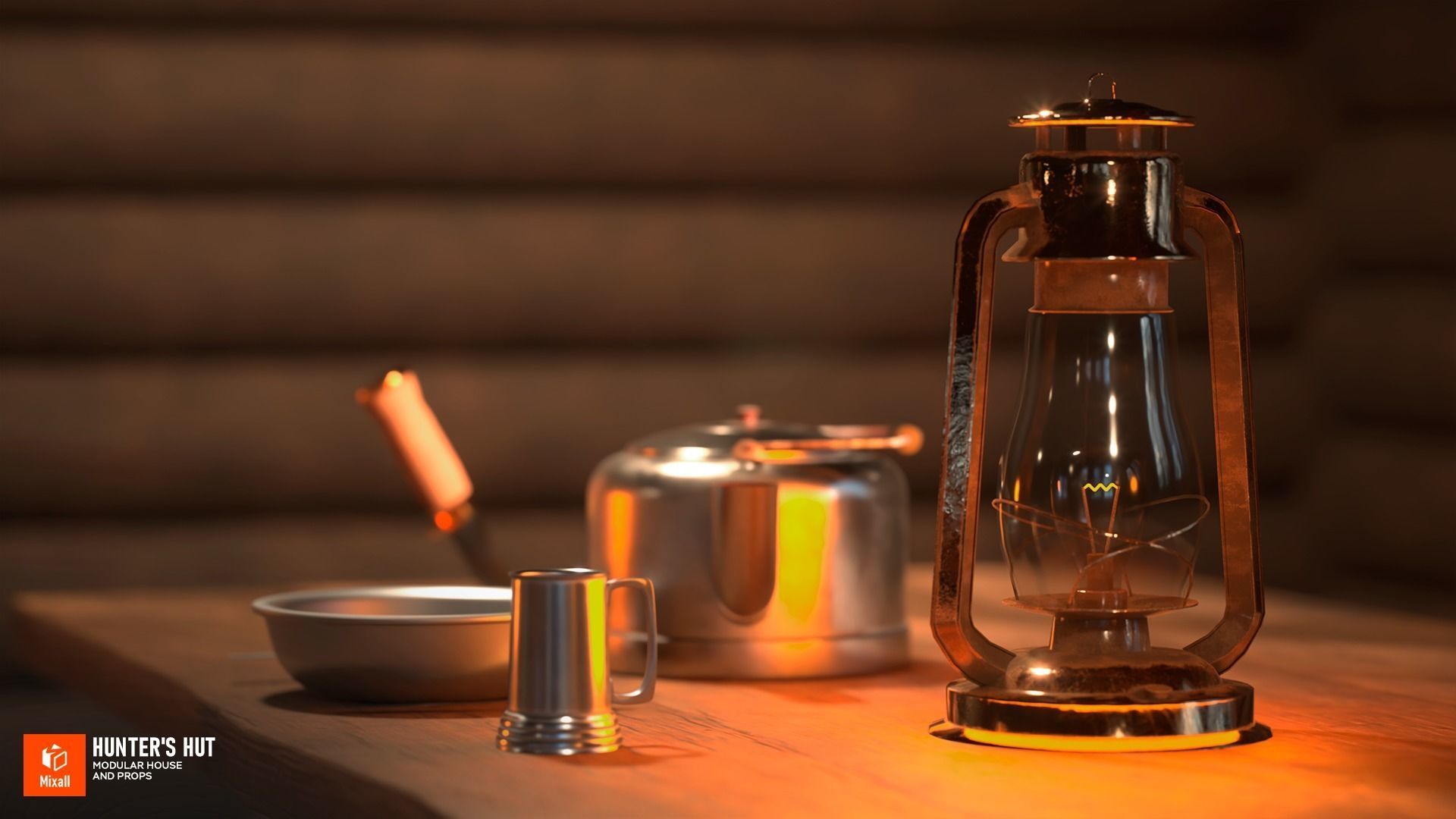 Hunters hut modular house and props 3D model CGTrader