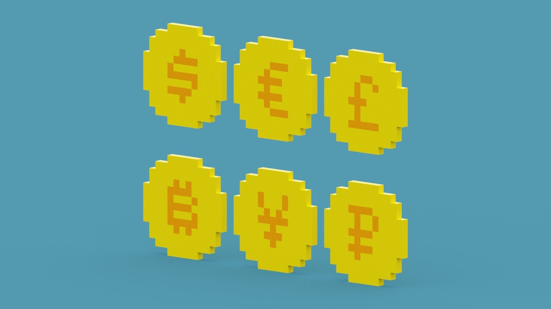 3D model Voxel Coin Pack VR / AR / low-poly | CGTrader
