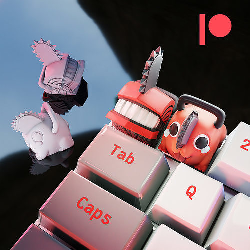 Chainsaw Man and Pochita Keycaps Mechanical Keyboard 3D model 3D
