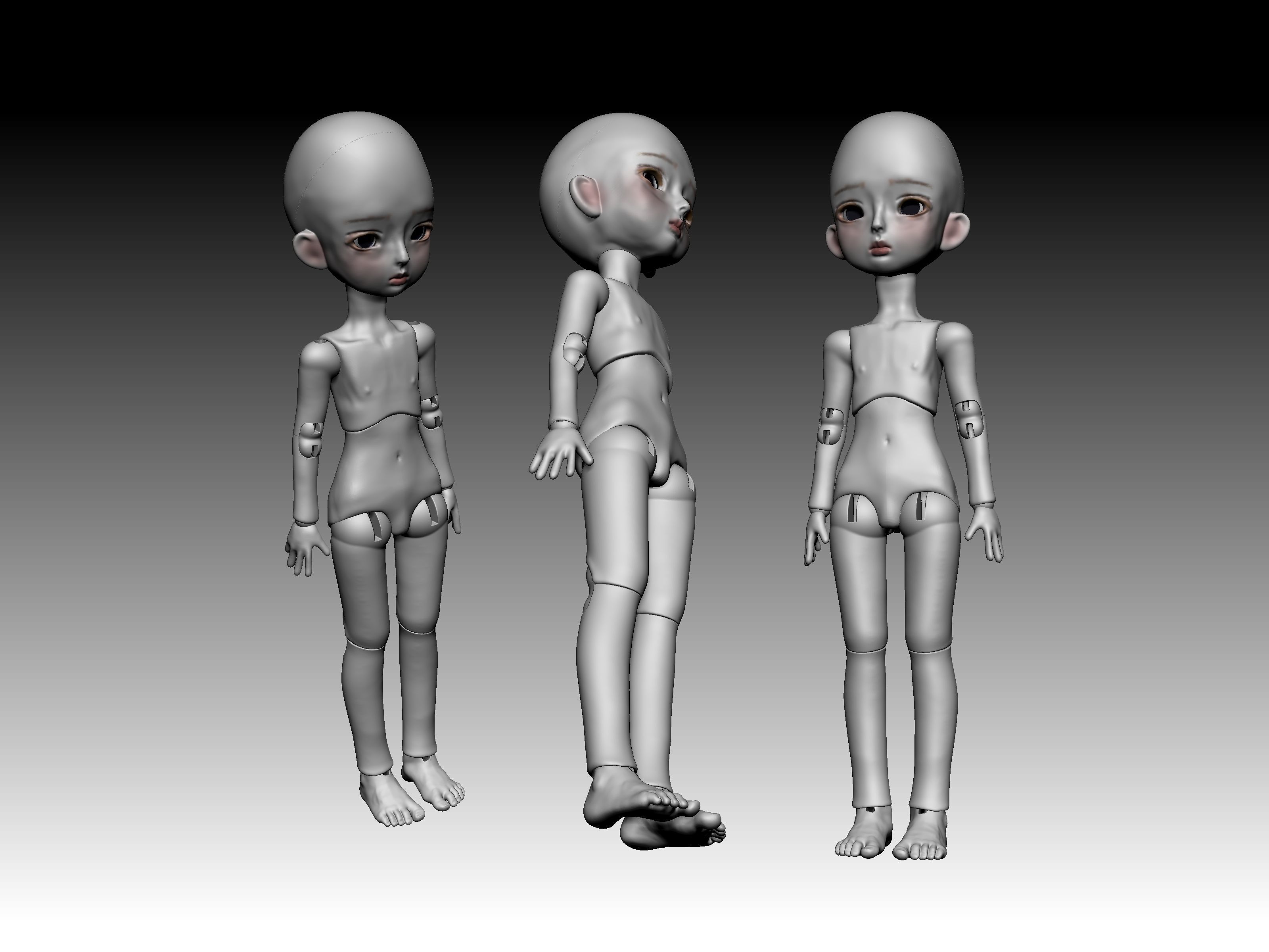 BJD ball jointed doll stl 3D model 3D printable CGTrader