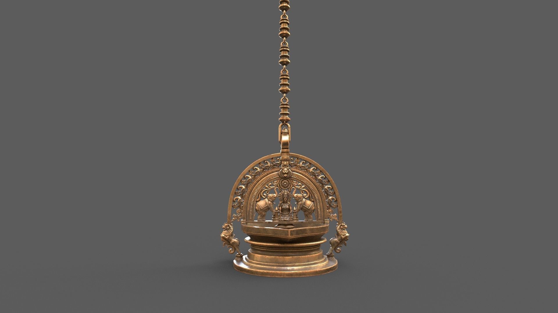 oil lamp goddess gajalakshmi laxmi 3D model CGTrader