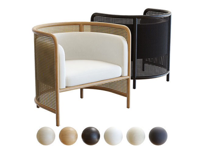 Crate and Barrel Fields Cane Armchair 3D model CGTrader