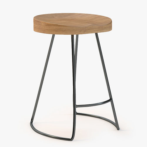 Oak Tractor Seat Stool 3D model CGTrader