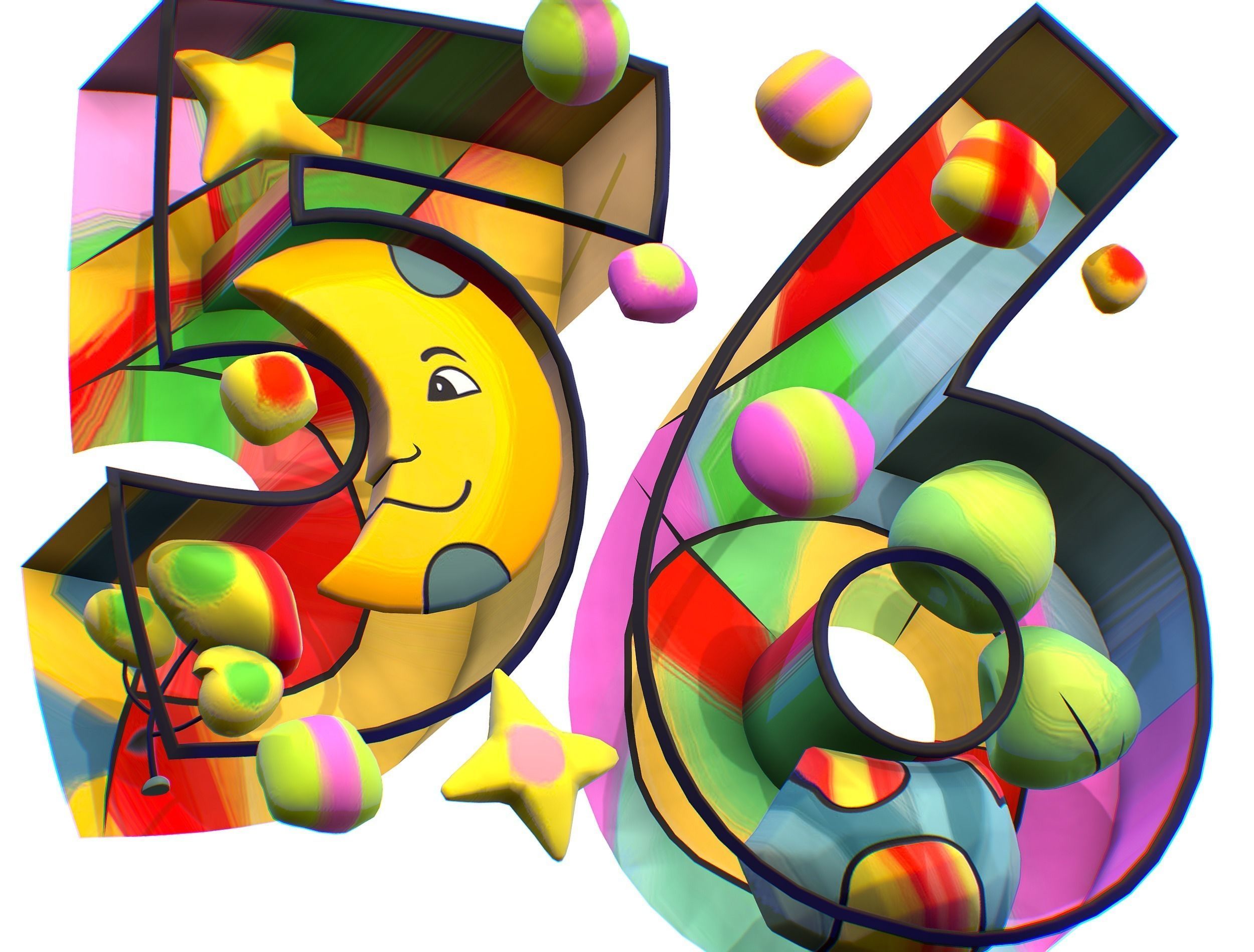 3D Model Cartoon 3D Illustration Number 5 6 Space VR AR Low poly 3d-model-cartoon-3d-illustration-number-5-6-space-vr-ar-low-poly