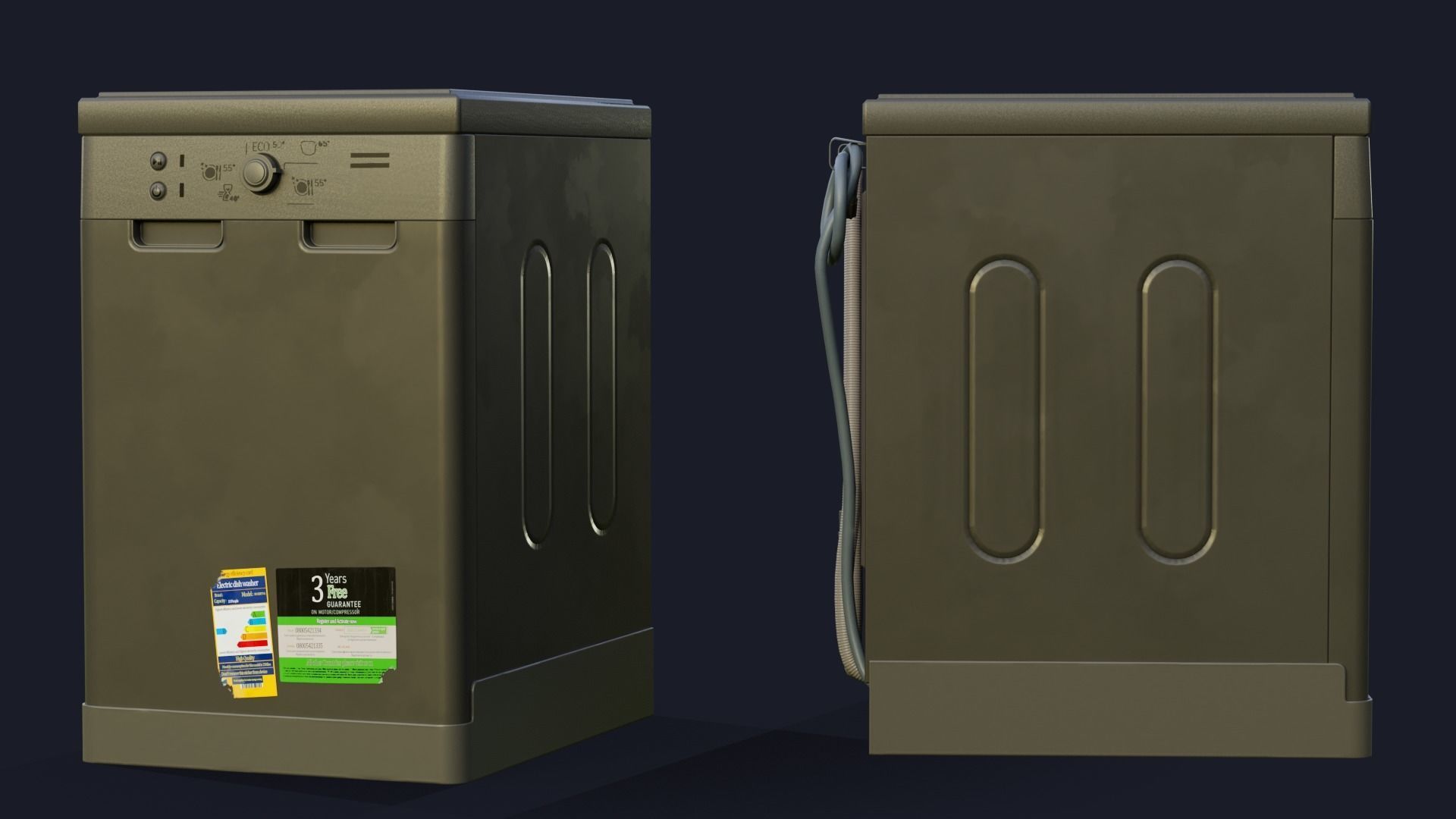 3D model Dishwasher game ready PBR metal box with wires VR / AR / lowpoly CGTrader