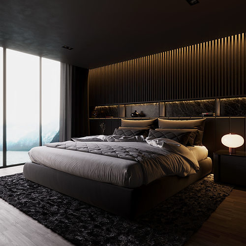 Luxury Master Black Bedroom 3D model CGTrader