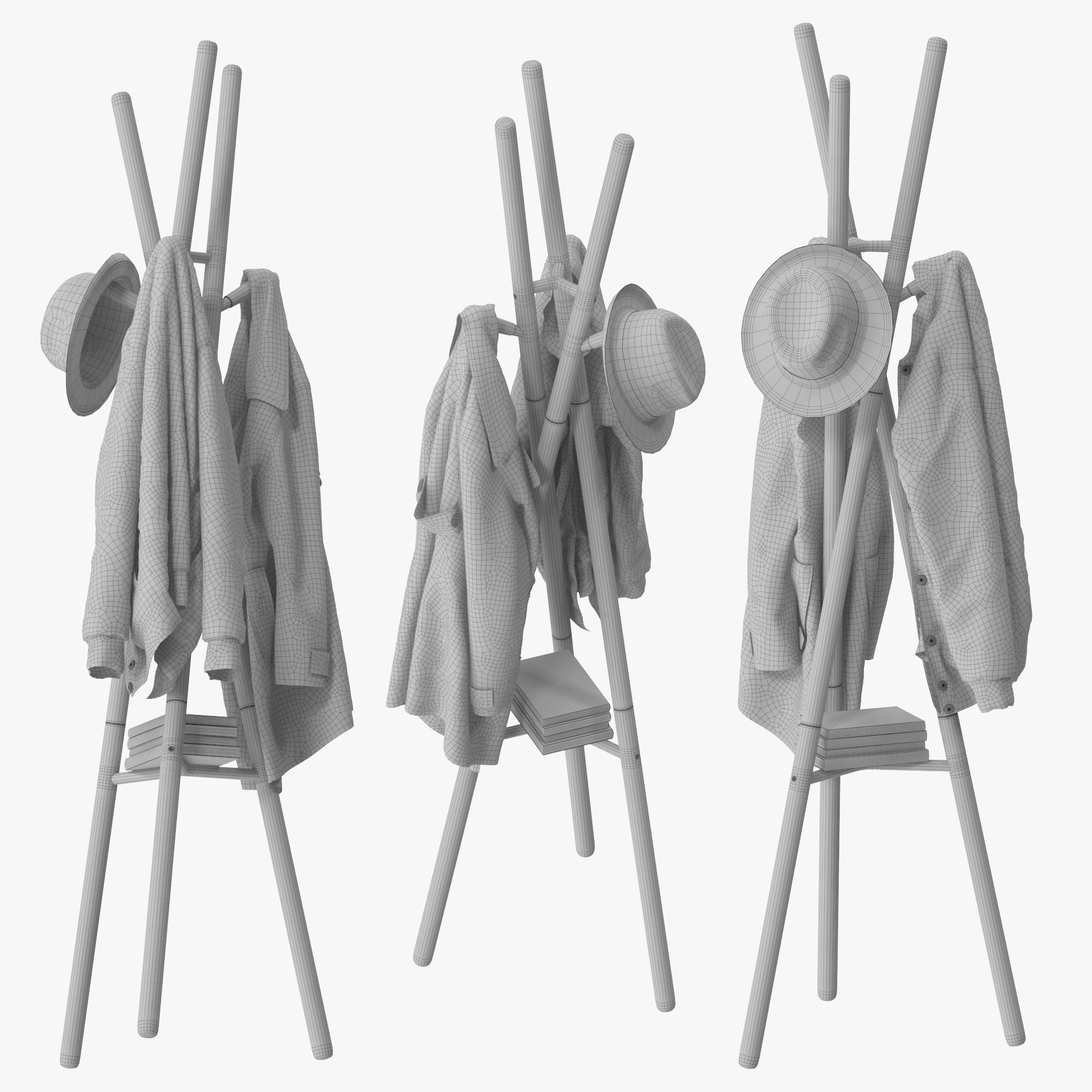 Aibiju Wooden Coat Rack 3D model | CGTrader