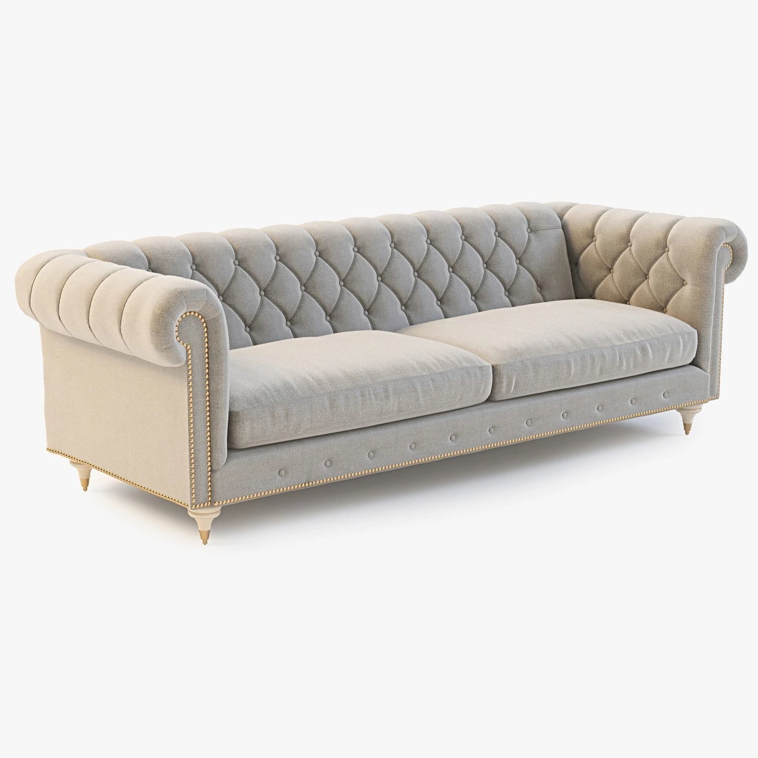 Velvet Lyre Chesterfield Sofa 3D model CGTrader