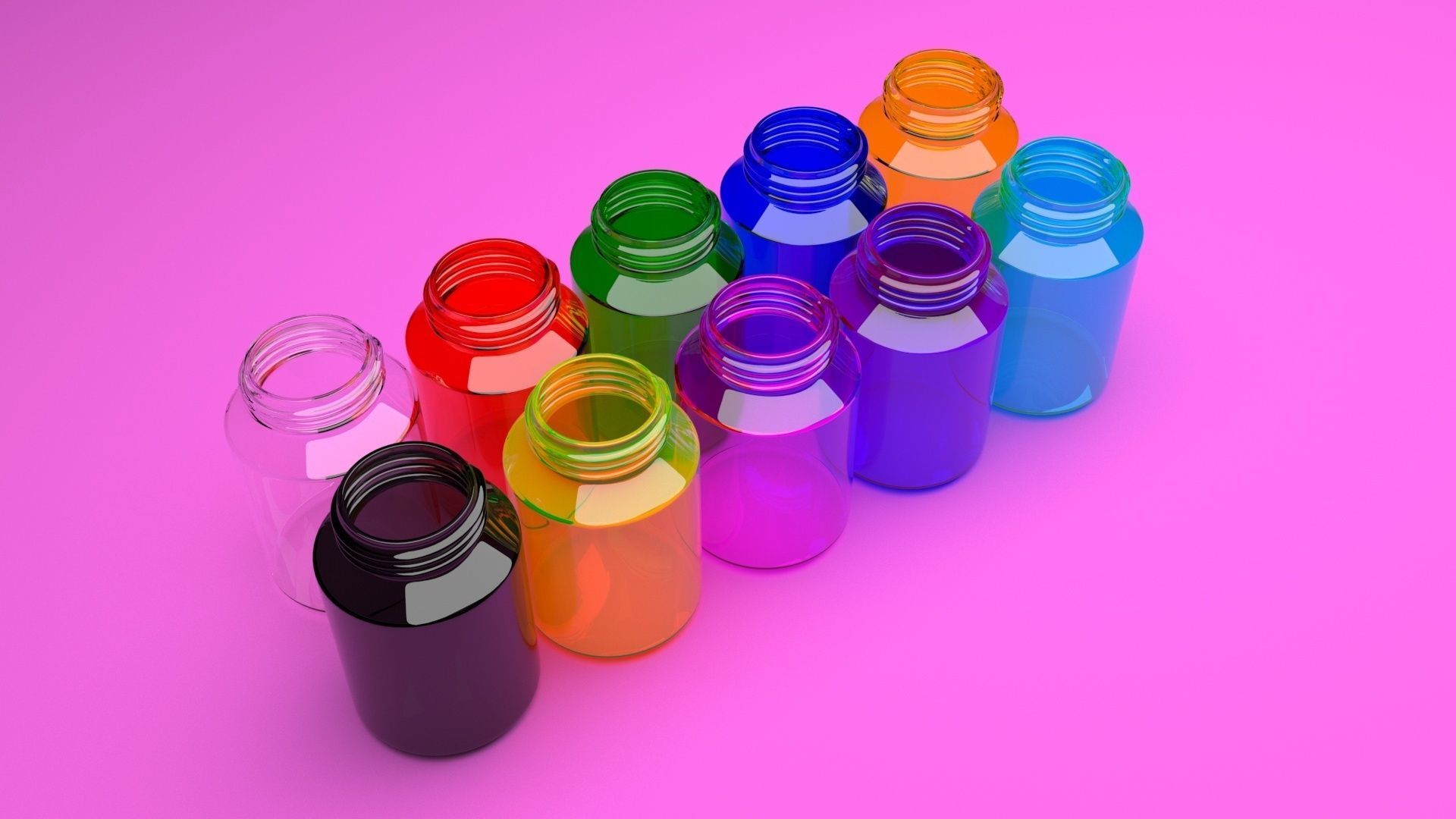 Glass Pills Bottles Set 3D model CGTrader