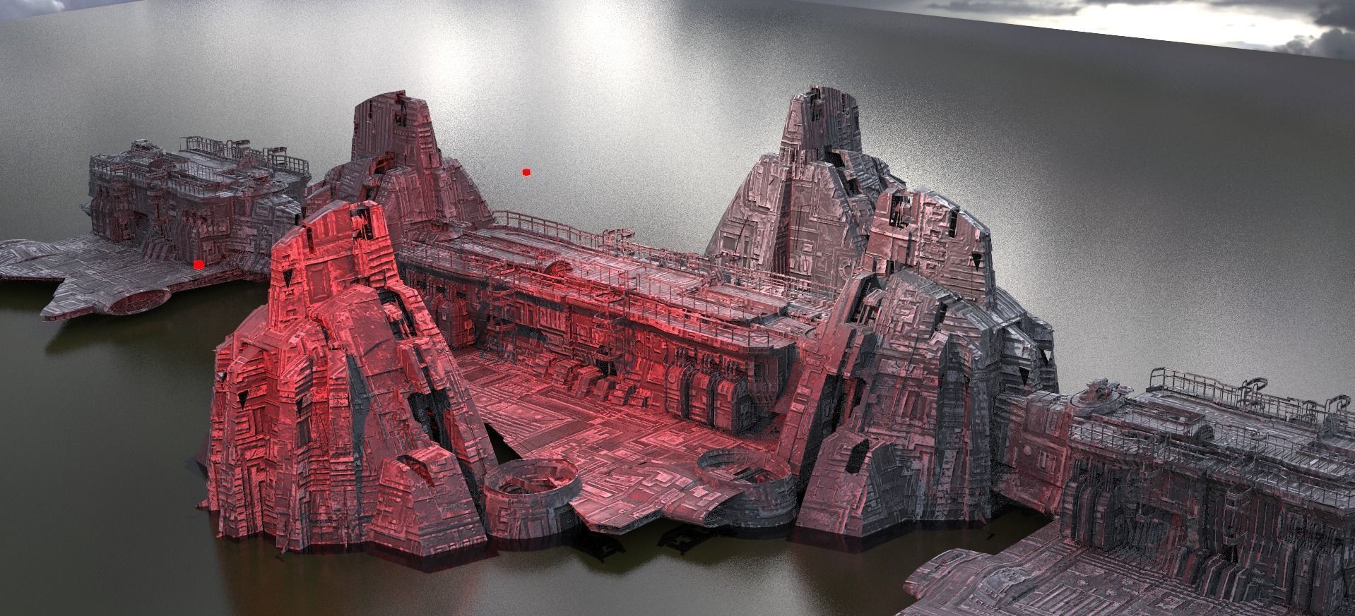 Sci Fi Research base Exterior 1 3D model | CGTrader