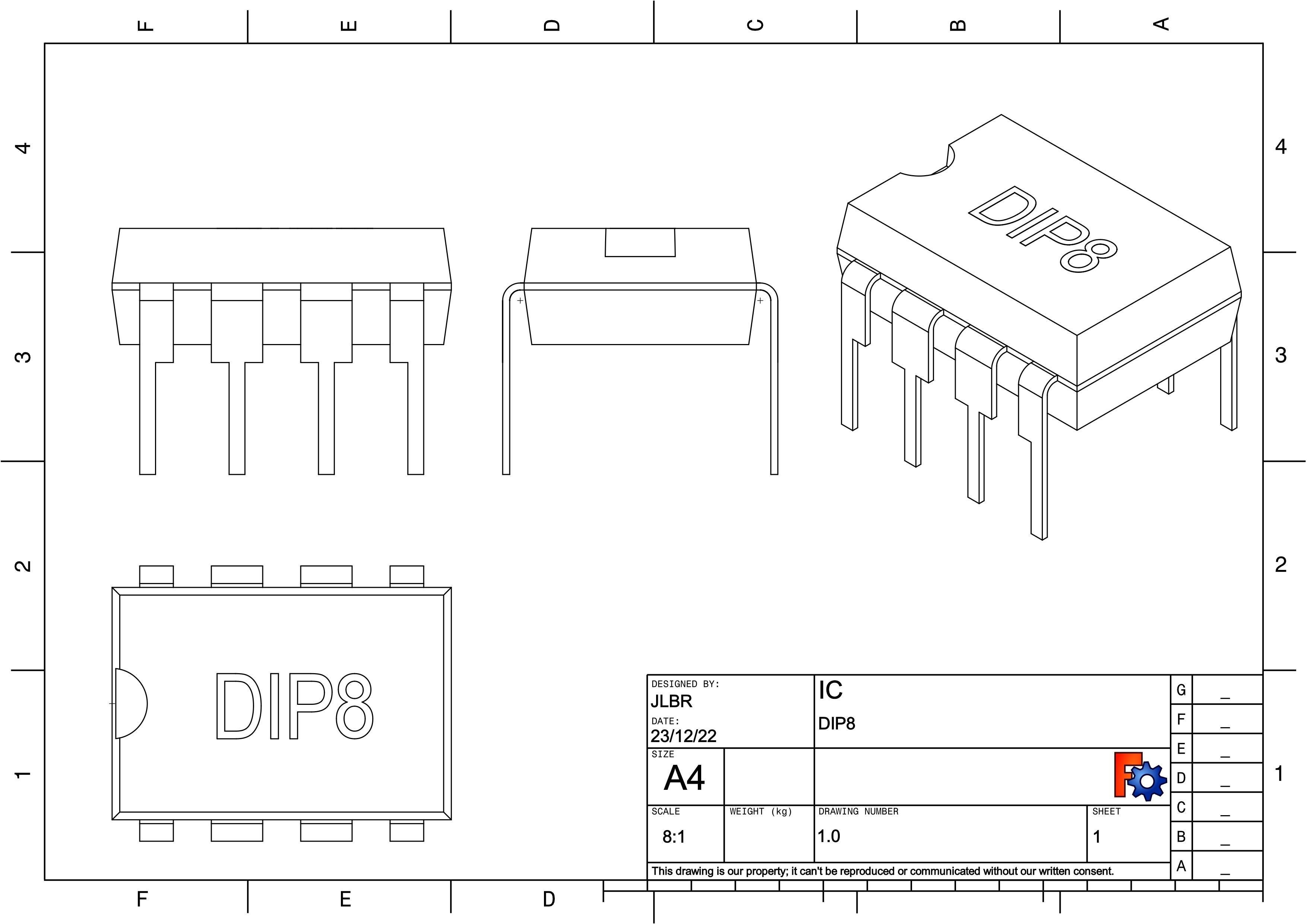DIP8 IC case 3D model | CGTrader