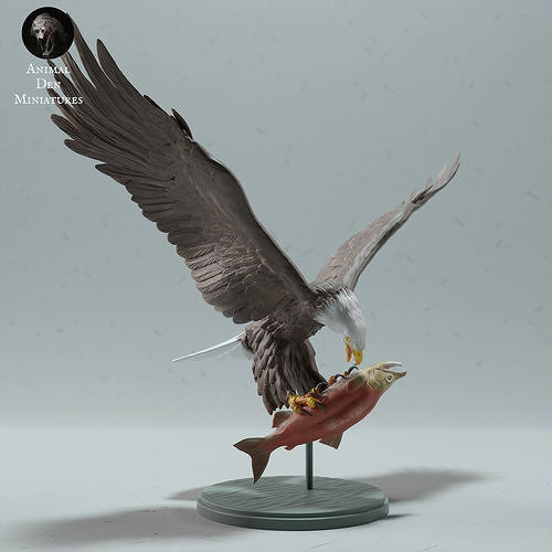 Bald Eagle Catching Fish 3D model 3D printable CGTrader