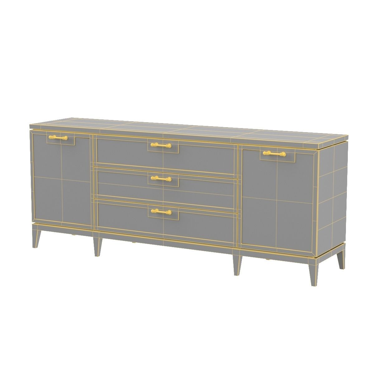 Astor 3 Drawer And 2 Door Cabinet 3D model CGTrader