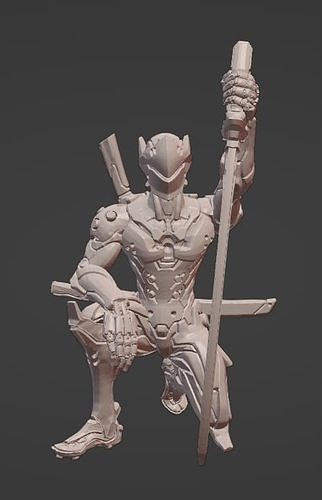 Genji warrior holding sword 3D model 3D printable | CGTrader
