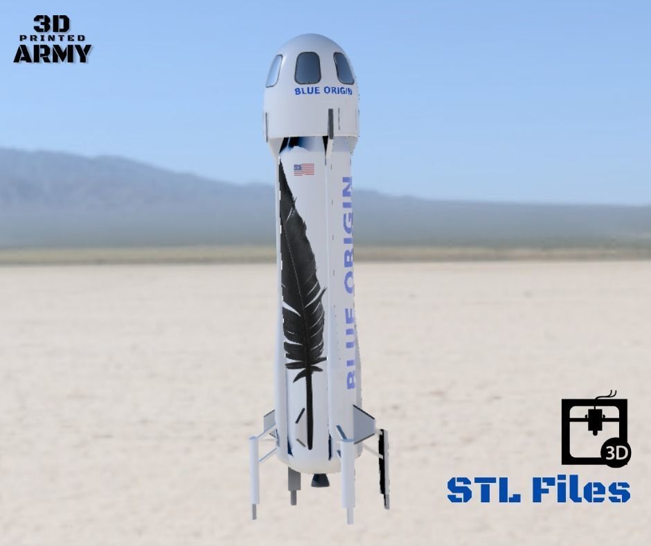 Blue Origin New Shepard Rocket STL files for 3D printing 3D model 3D