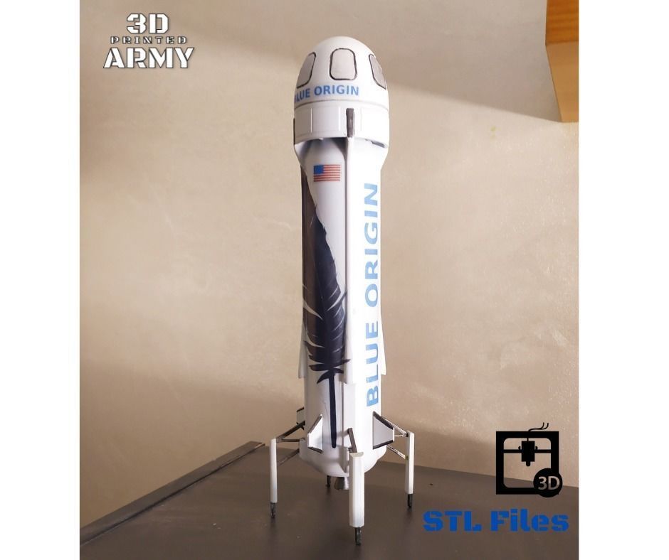 Blue Origin New Shepard Rocket STL files for 3D printing 3D model 3D