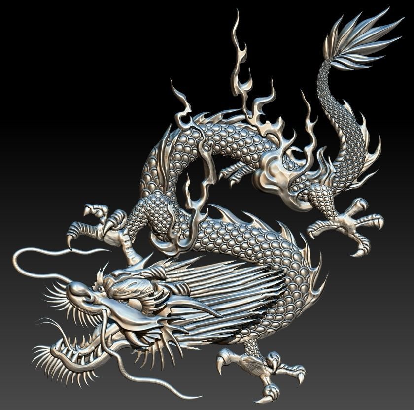 Chinese dragon relief model for CNC and 3D Print 3D model 3D printable