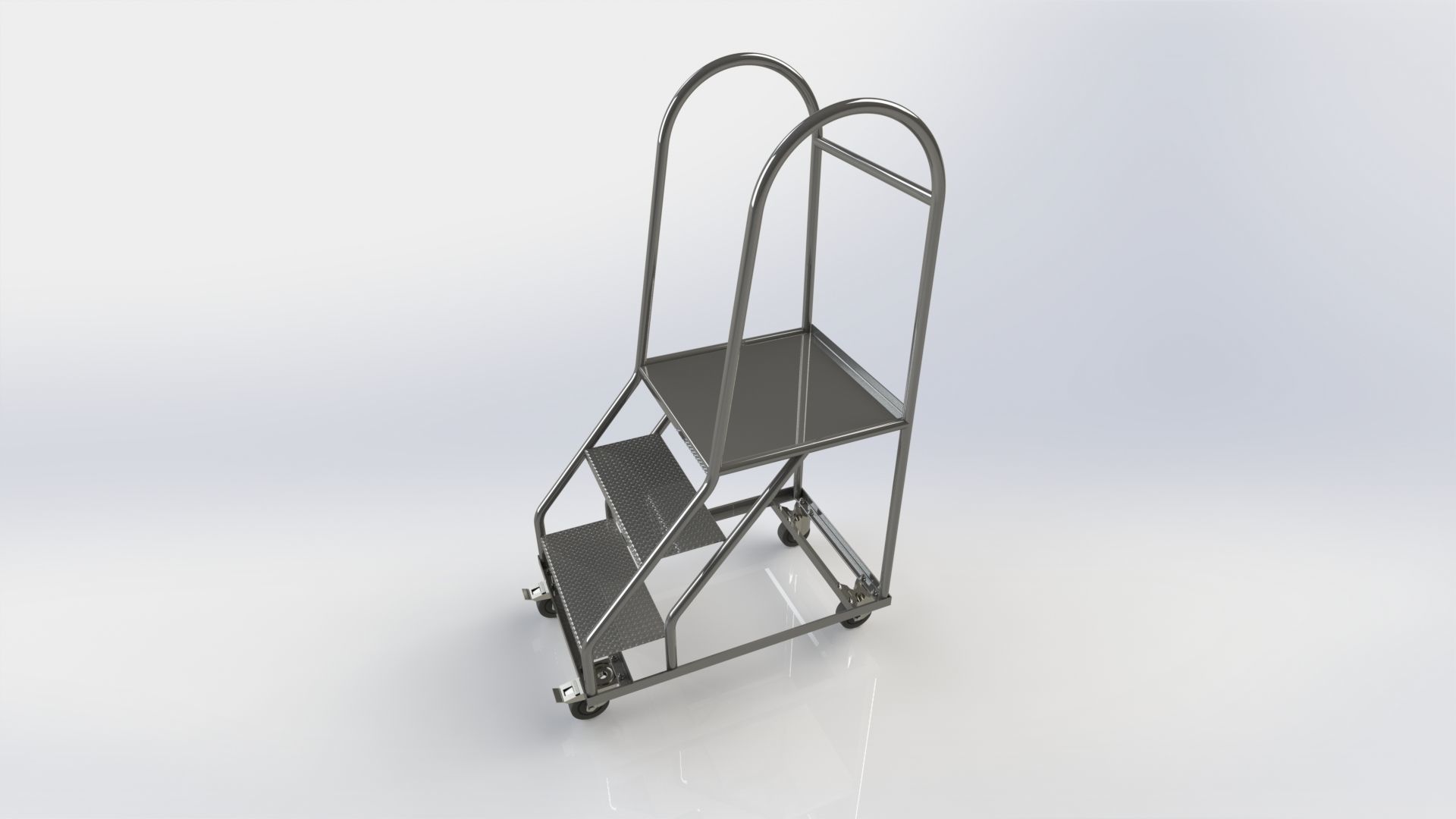 Stainless Steel Wheeled Ladder 3D model CGTrader
