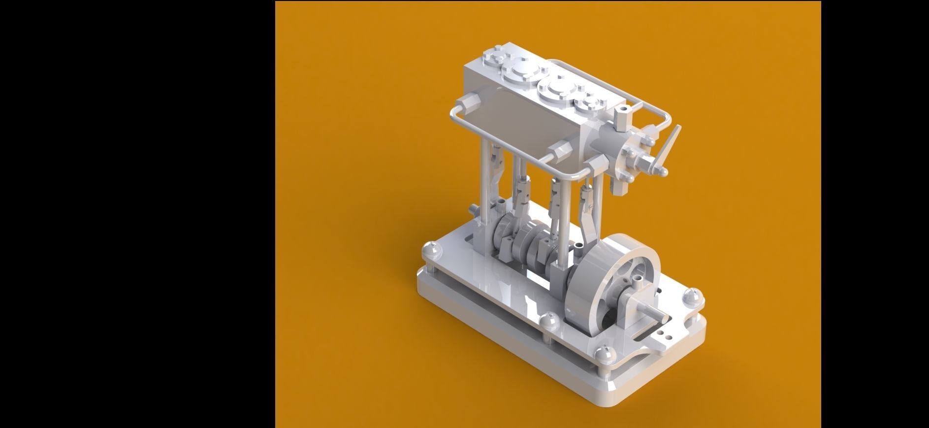 solidworks 2 cylinder vertical marine type steam engine assembly 3D ...