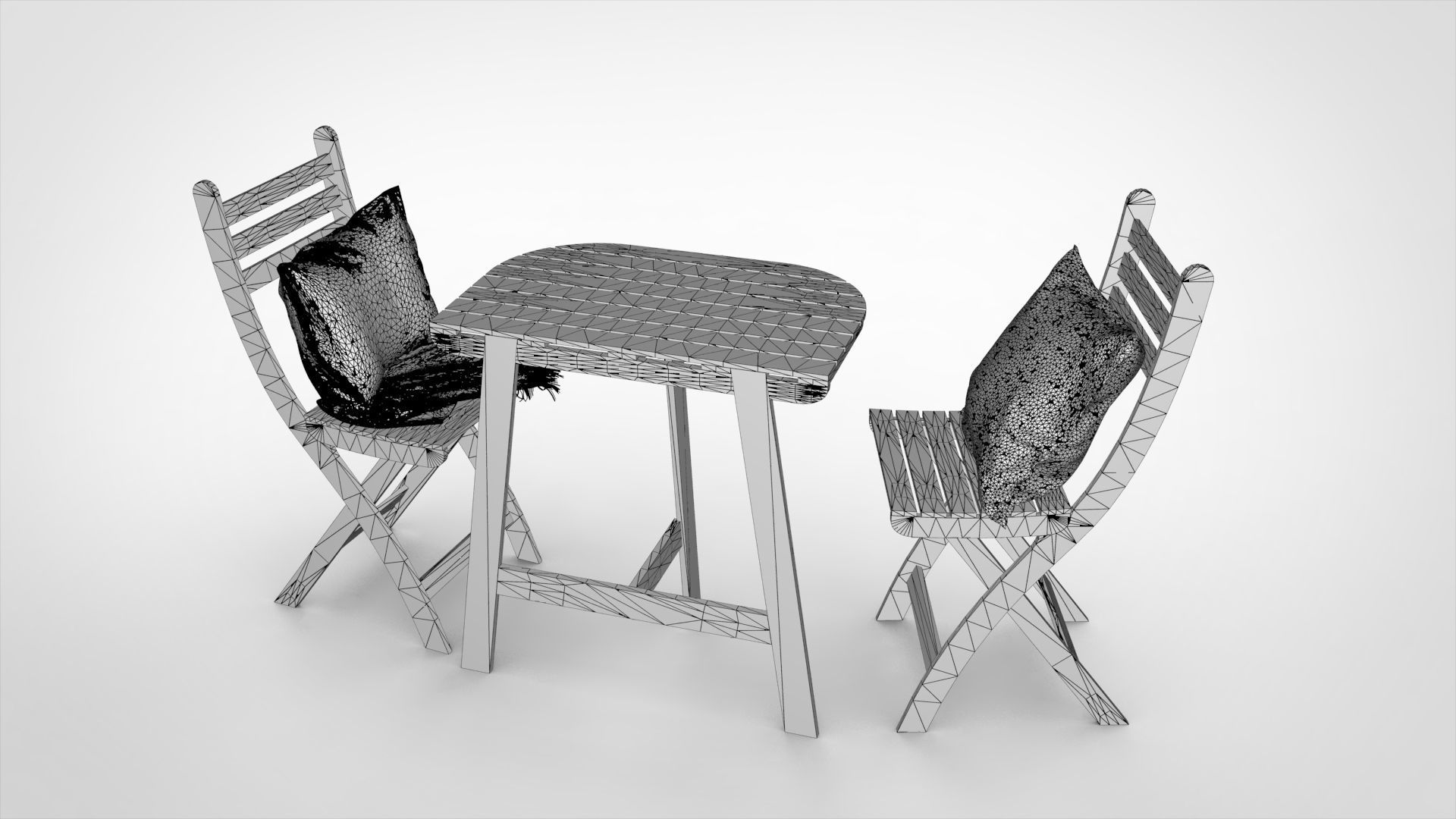 Ikea outdoor wooden Coffee table and chairs 3D model CGTrader