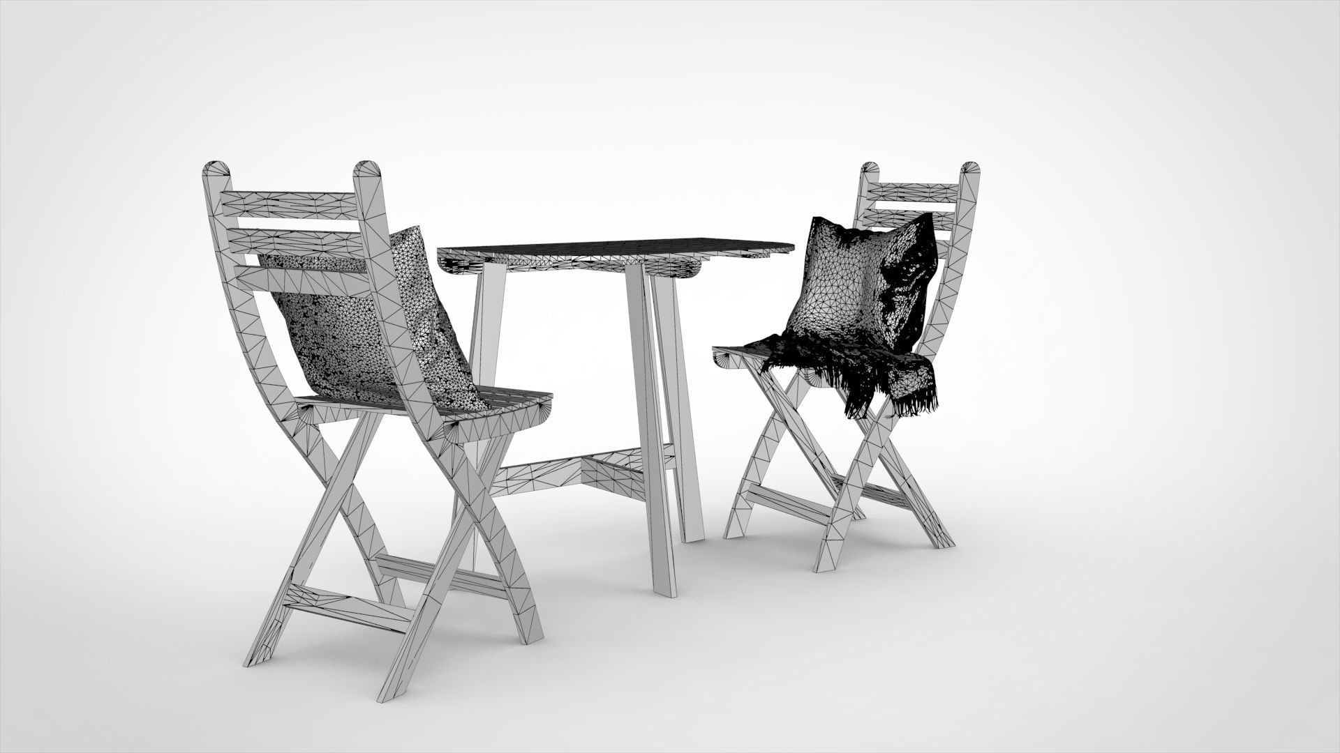 Ikea outdoor wooden Coffee table and chairs 3D model CGTrader