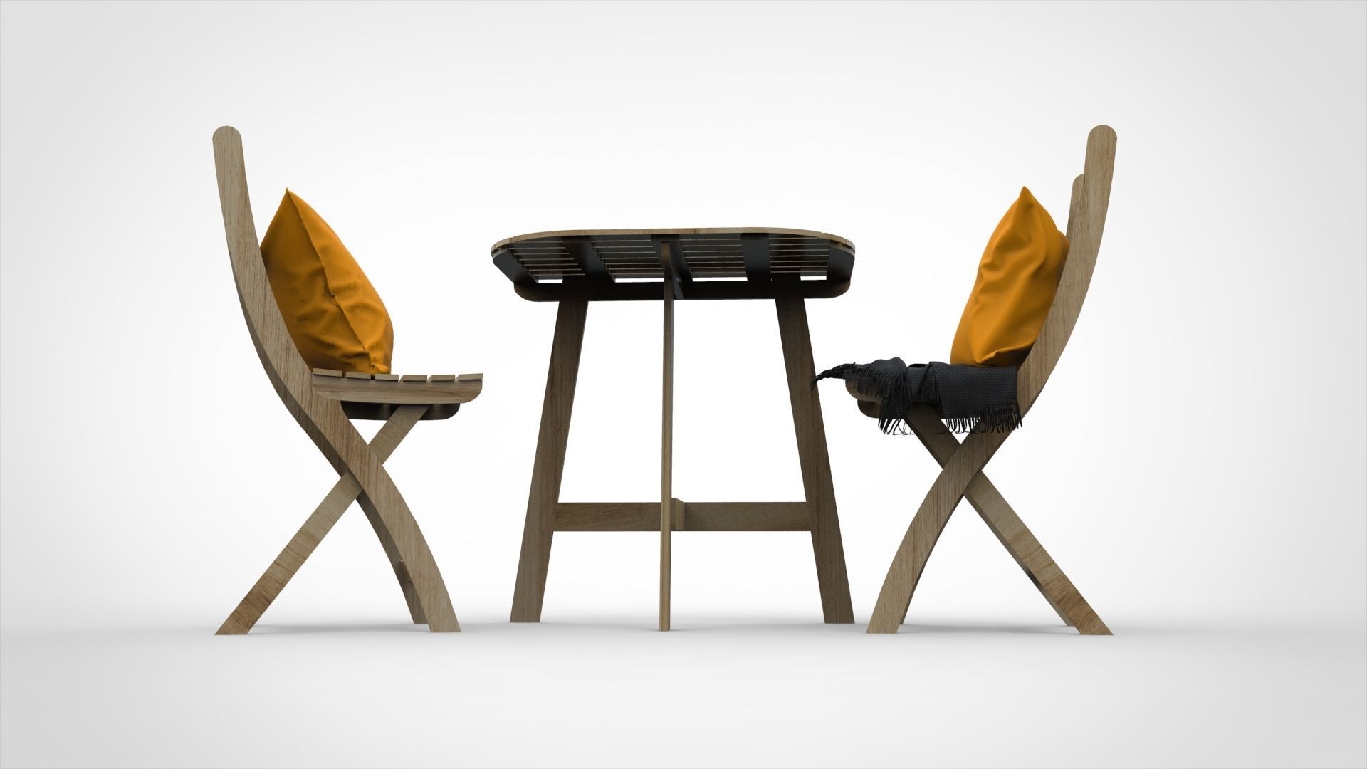 Ikea outdoor wooden Coffee table and chairs 3D model CGTrader